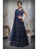 Dark Blue Net Lehenga With Threadwork And Stone Work Details And Same Colour Dupatta