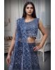 Dark Blue Net Lehenga With Threadwork And Stone Work Details And Same Colour Dupatta