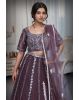 Golden Handworked Brown Wedding Lehenga With Same Colour Dupatta