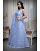 White Minimal Net Lehenga With Threadwork Details And Same Colour Dupatta