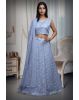 White Minimal Net Lehenga With Threadwork Details And Same Colour Dupatta
