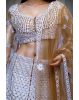 White Threadwork Embellished Dark Ochre Pre Wedding Lehenga