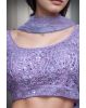 Light Pink Minimal Net Lehenga With Threadwork Details And Same Colour Dupatta