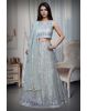 Lemon Yellow Net Lehenga With Threadwork And Stone Work Details And Same Colour Dupatta