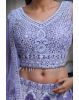 Heather Purple Crop Top Lehenga With Detailed Hand Embroidery And Stone Work Details With Same Color Net Dupatta