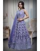 Heather Purple Crop Top Lehenga With Detailed Hand Embroidery And Stone Work Details With Same Color Net Dupatta