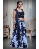 Black Elegant Crop Top Lehenga With Floral Skirt, Heavy Detailed Blouse And Same Color Dupatta