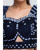 Black Elegant Crop Top Lehenga With Floral Skirt, Heavy Detailed Blouse And Same Color Dupatta