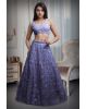 Opera Mauve Heavy Handworked Crop Top Lehenga Set With Inverted V Cut On Waistline