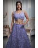 Opera Mauve Heavy Handworked Crop Top Lehenga Set With Inverted V Cut On Waistline