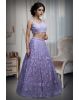 Opera Mauve Heavy Handworked Crop Top Lehenga Set With Inverted V Cut On Waistline