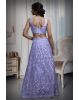 Opera Mauve Heavy Handworked Crop Top Lehenga Set With Inverted V Cut On Waistline