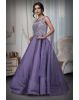 Blue Lilac Exquisite Gown With Neckline Detailing And Rainbow Textured Work On Center Front