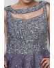Blue Lilac Exquisite Gown With Neckline Detailing And Rainbow Textured Work On Center Front