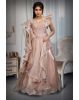 Almond Beige Colour Heavy Work Crushed Drapping  Gown With Heavy Embellishment on left Shoulder And Yoke
