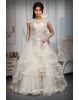 Ivory Colour Multi Flared Gown With Heavy Detailed Yoke Part And Transparent Waist
