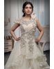 Ivory Colour Multi Flared Gown With Heavy Detailed Yoke Part And Transparent Waist