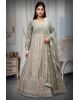Pastel Green Heavy Embellished  Gown With Ivory And Pastel Green Intermixed texture With Beautiful Detailing