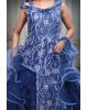 Heavy Threadworked Net Frill Royal Gown With Detailed Sleeve Embellishments
