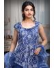 Heavy Threadworked Net Frill Royal Gown With Detailed Sleeve Embellishments