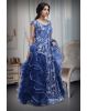 Heavy Threadworked Net Frill Royal Gown With Detailed Sleeve Embellishments