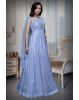 White Sequin Worked Gown With Single Hand Cape Sleeve Details
