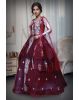 Red Net Gown With Heavy Embellished Golden Stone Work In Yoke Part