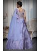 Pastel Mauve Satin Lycra Gown With Floral Embellishment