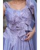 Pastel Mauve Satin Lycra Gown With Floral Embellishment