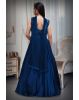 Dark Blue Pre Wedding Gown With Stone Work Details In Yoke Portion And Transparent Waist Line Details