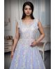 Light Lavender Net Gowm With Multi Color Threadwork Details