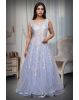 Light Lavender Net Gowm With Multi Color Threadwork Details