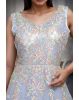 Light Lavender Net Gowm With Multi Color Threadwork Details