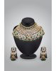 Gold Plated Maharani Bridal Jewellery Set In Green Stone Detailing