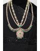 Gold Plated Maharani Bridal Jewellery Set In Green Stone Detailing