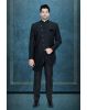 Asymmetrical Cut Jacquard In Black Indowestern