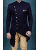 Asymmetrical Cut  Imported Terry Rayon In Blue Indowestern