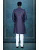 Asymmetrical Cut  Jacquard In Blue Indowestern