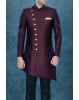 Asymmetrical Cut Imported Terry Rayon In Brown Indowestern