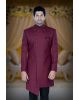 Asymmetrical Cut  Imported Terry Rayon In Maroon Indowestern