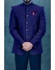 Navy Blue Jodhpuri Using Jaquard Embossed