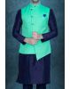 Blue Kurta Pyjama in Blended Fabric