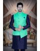 Blue Kurta Pyjama in Blended Fabric