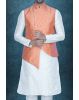 White Kurta Pyjama in Blended Fabric