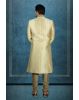 Zardozi And Thread Embroidery Imported Synthetic Fabric Beige Sherwani