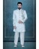Hand Zarkan Embroidered Jacquard Fabric In Off-white Sherwani