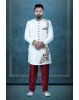 Multi Thread And Hand Zarkan Embroidered  Raw Silk In Off White Sherwani