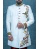 Multi Thread And Hand Zarkan Embroidered  Raw Silk In Off White Sherwani