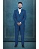 3 Pcs Poly Viscose Spandex In Blue 3Pc Suit