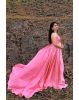 Rose Pink Sleeveless Flarey  Gown  With Minimal yoke